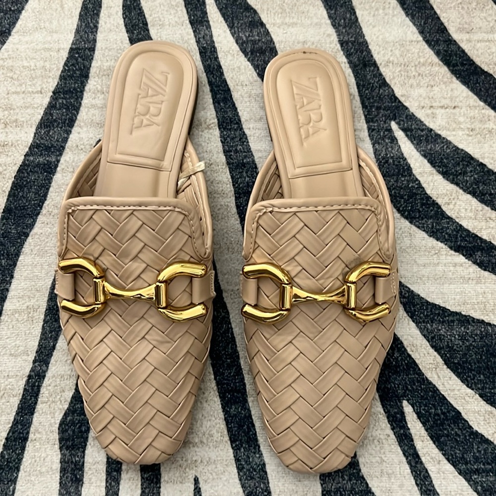 Zara Tan Twead Mules